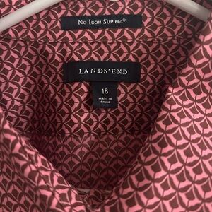Lands' End Pink and Black Patterned Blouse